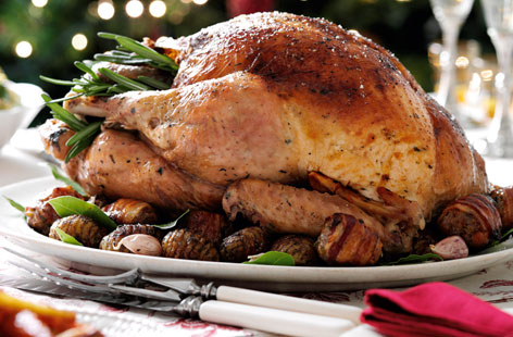 This traditional recipe for roast turkey includes usual stuffing suspects pork, sage, onion, and rosemary alongside special guests pistachios and apricots. A sure-fire hit for Christmas day, serve with all the trimmings.